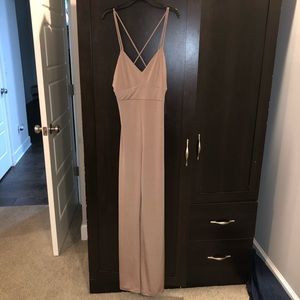 Boutique nude strappy pants jumpsuit